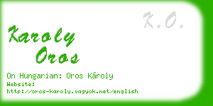 karoly oros business card